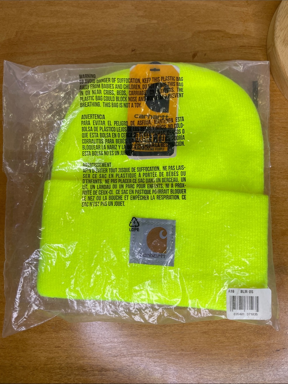 Carhartt Neon Yellow Folded Cuff Beanie with Logo Patch